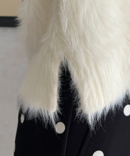 【前後兩穿】珍珠紐扣長毛針織開衫