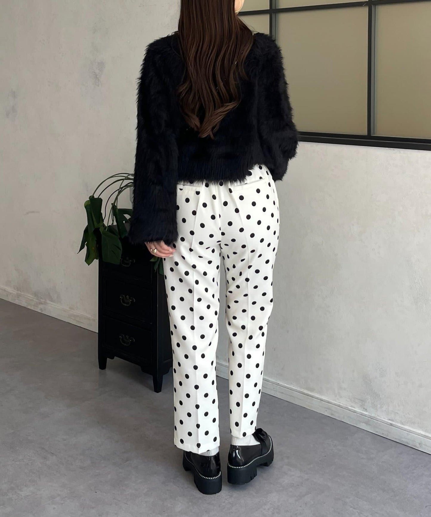 【前後兩穿】珍珠紐扣長毛針織開衫