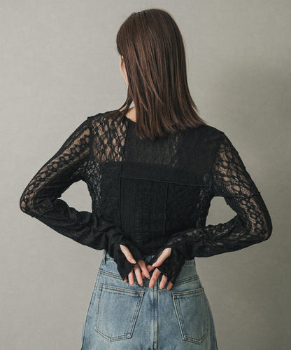 拼接蕾絲上衣
