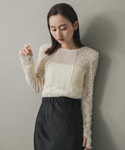 拼接蕾絲上衣