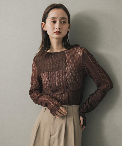 拼接蕾絲上衣