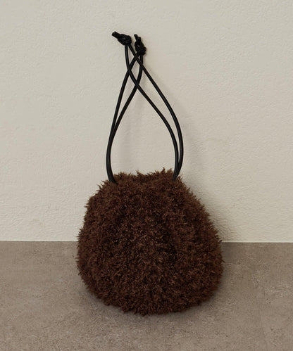 毛絨束口袋
