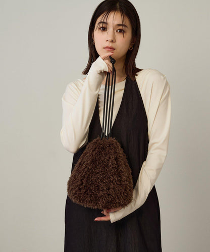 毛絨束口袋