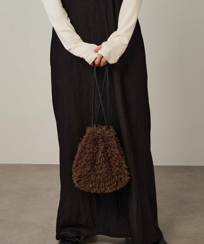 毛絨束口袋