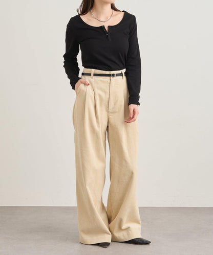 【SHENERY】燈芯絨寬腿褲