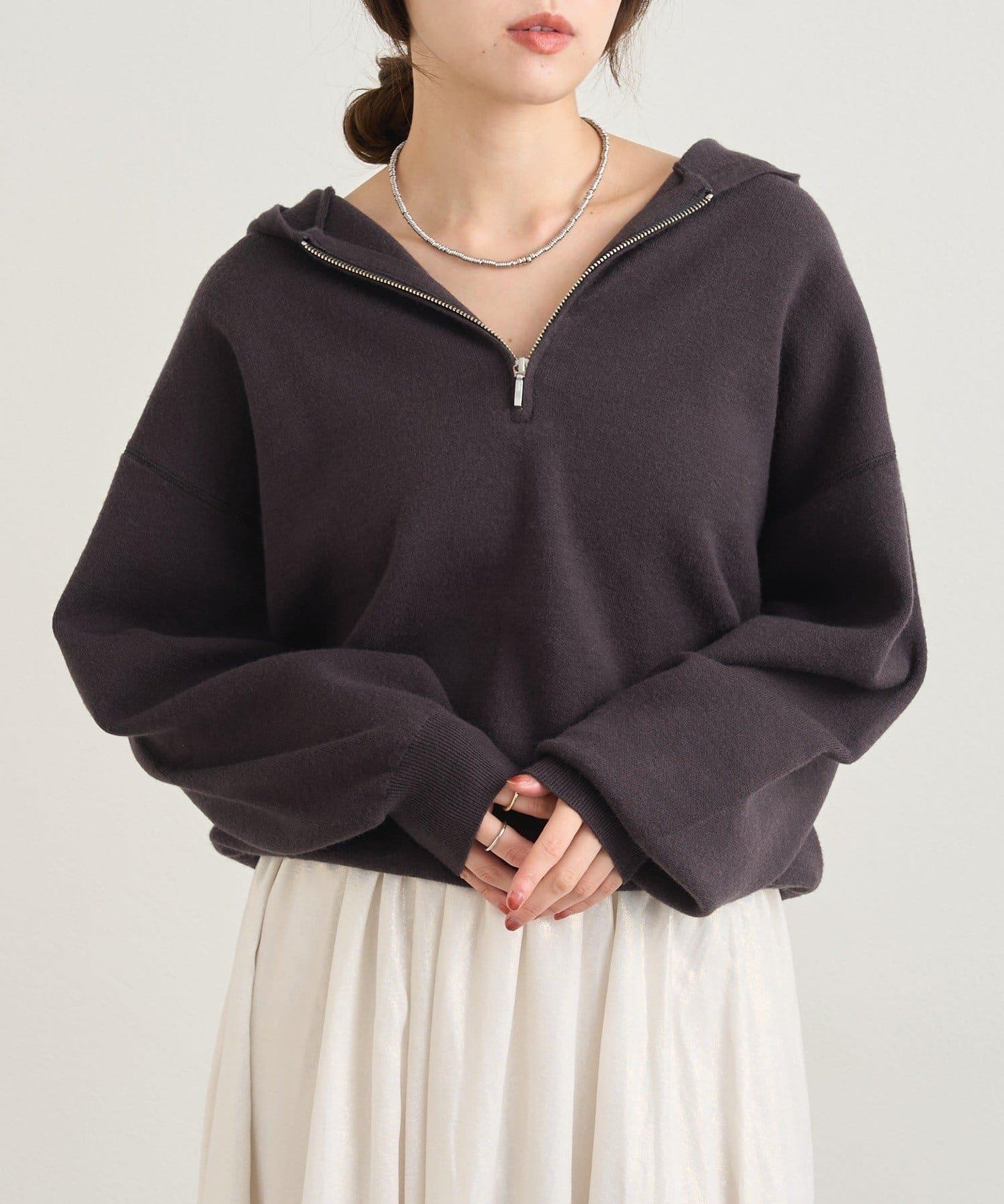 連帽拉鍊針織衫