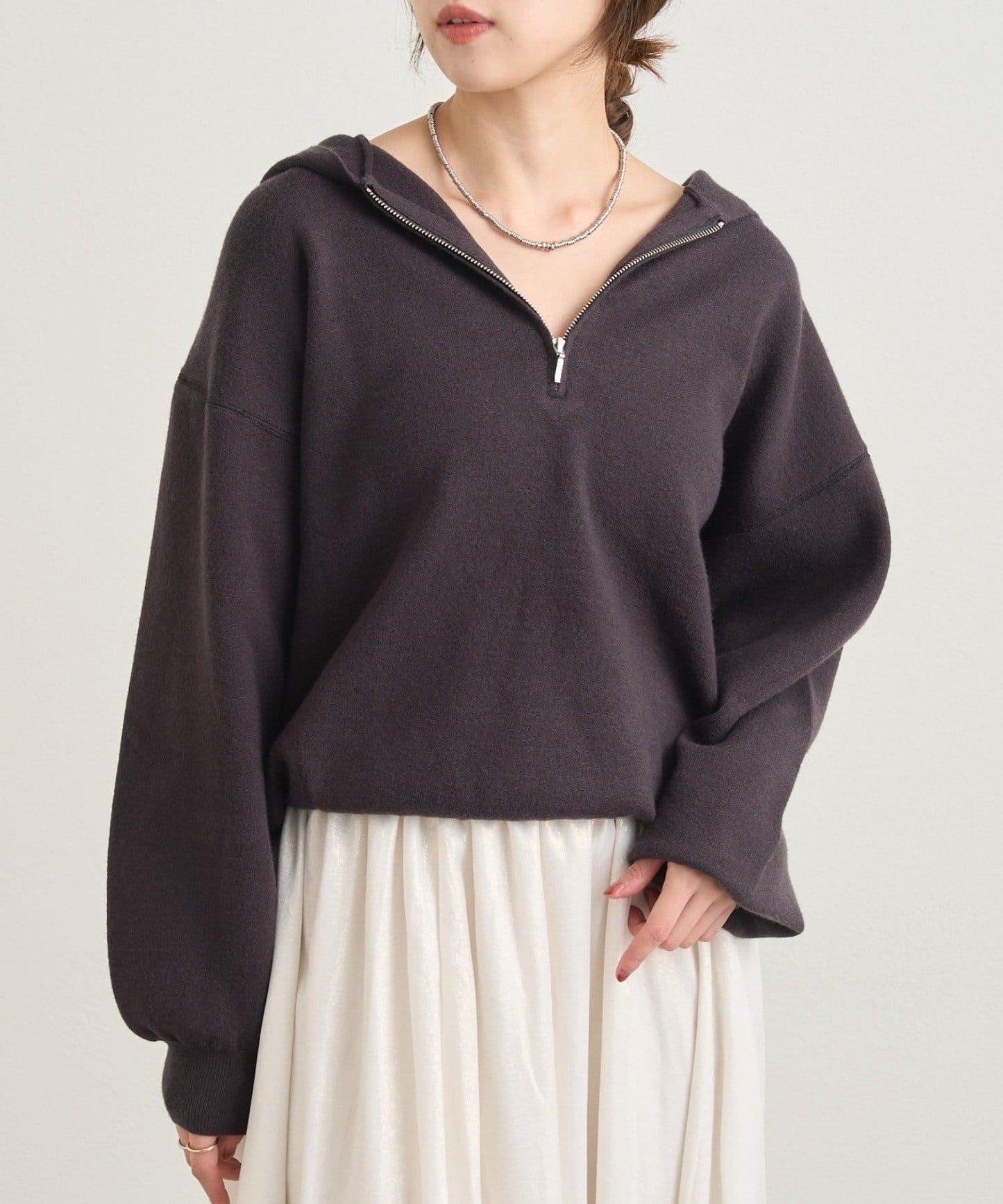 連帽拉鍊針織衫