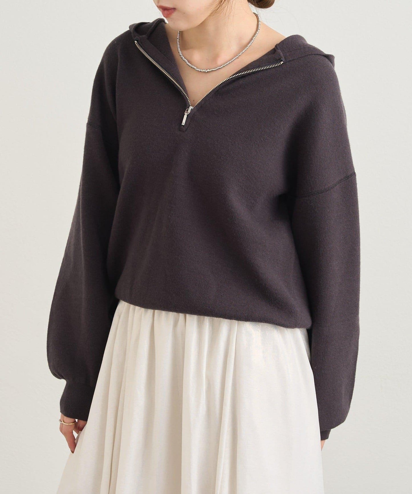 連帽拉鍊針織衫