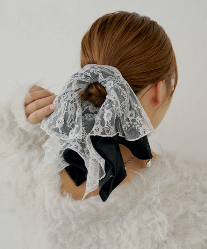 【Chico】天鵝絨大號蕾絲髮圈