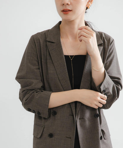 羊毛混紡雙排扣西裝外套