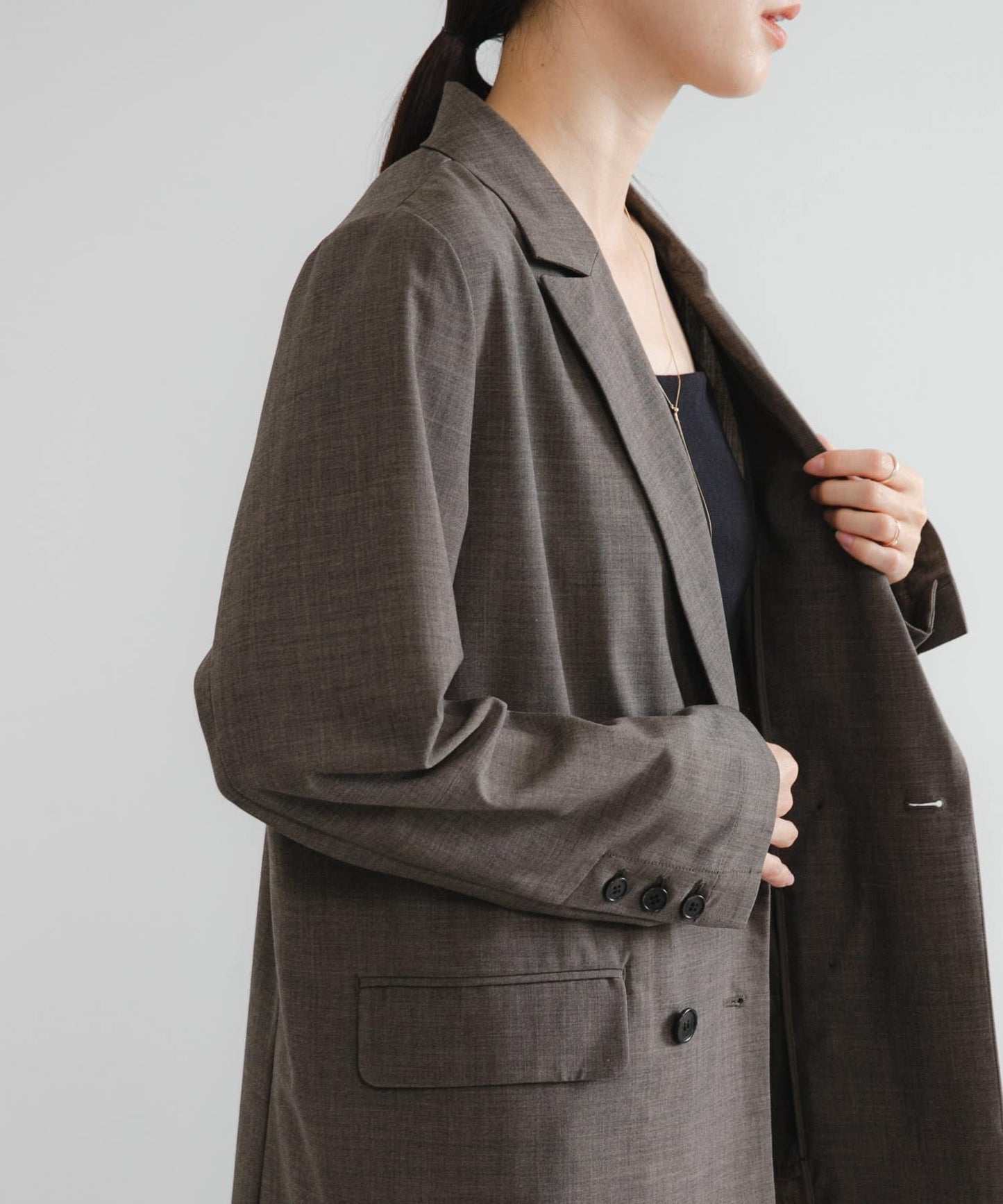 羊毛混紡雙排扣西裝外套