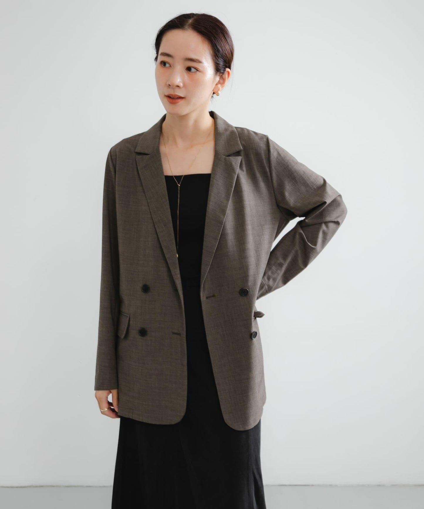 羊毛混紡雙排扣西裝外套