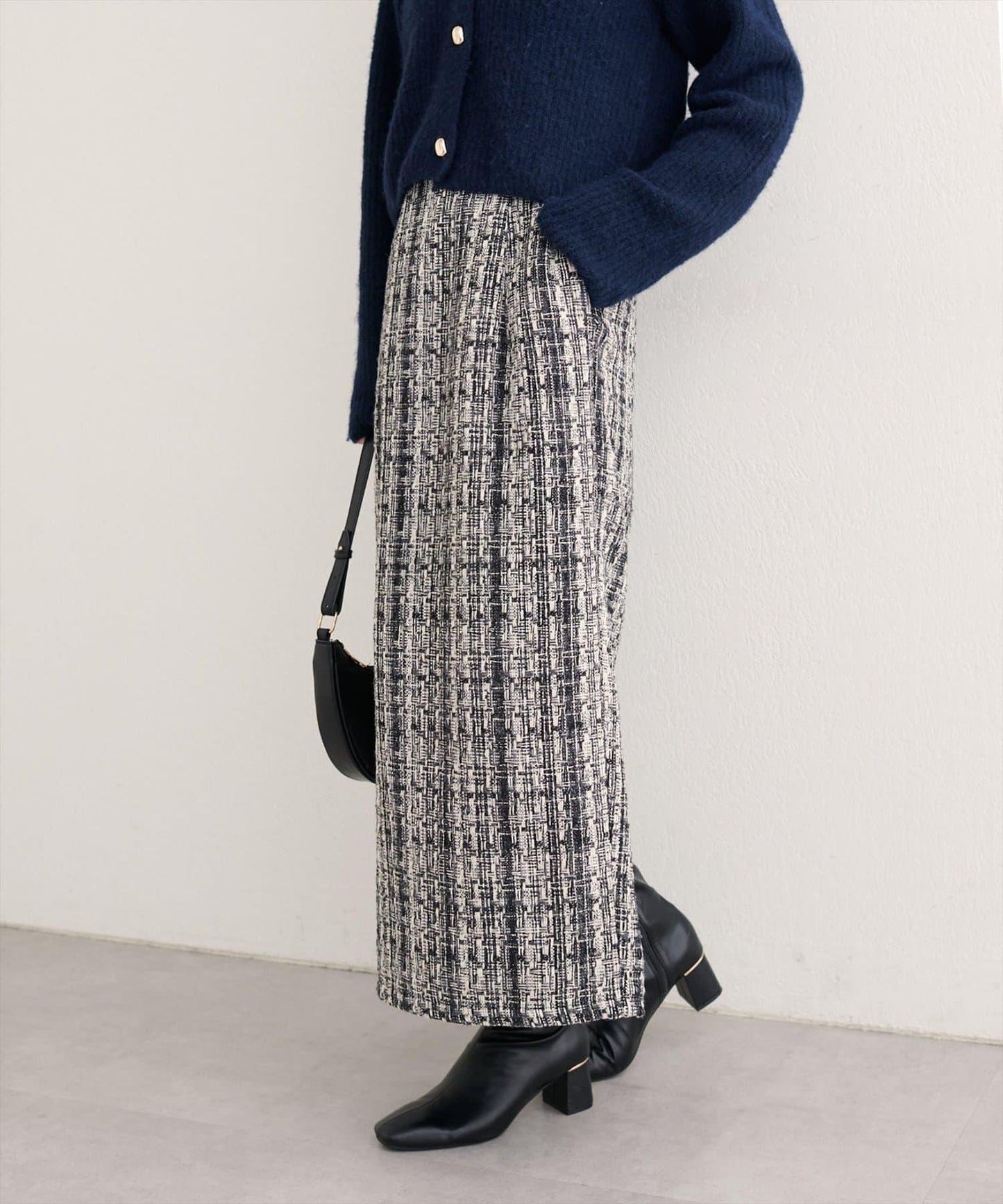 混紡高腰修身半身裙