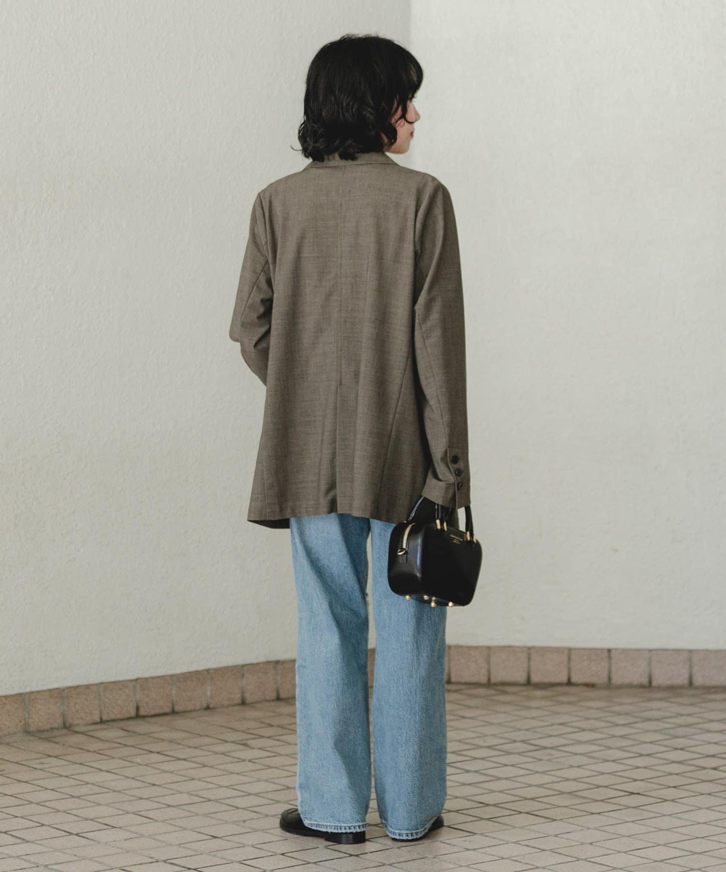 羊毛混紡雙排扣西裝外套