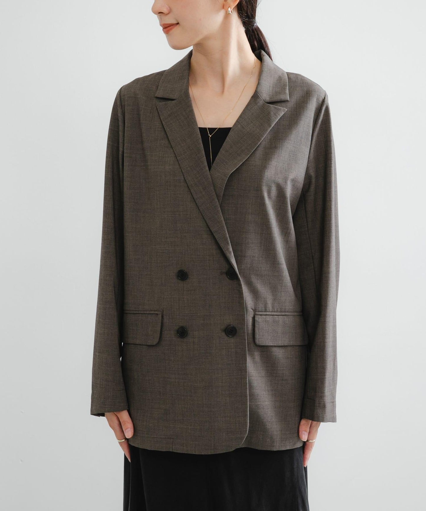 羊毛混紡雙排扣西裝外套