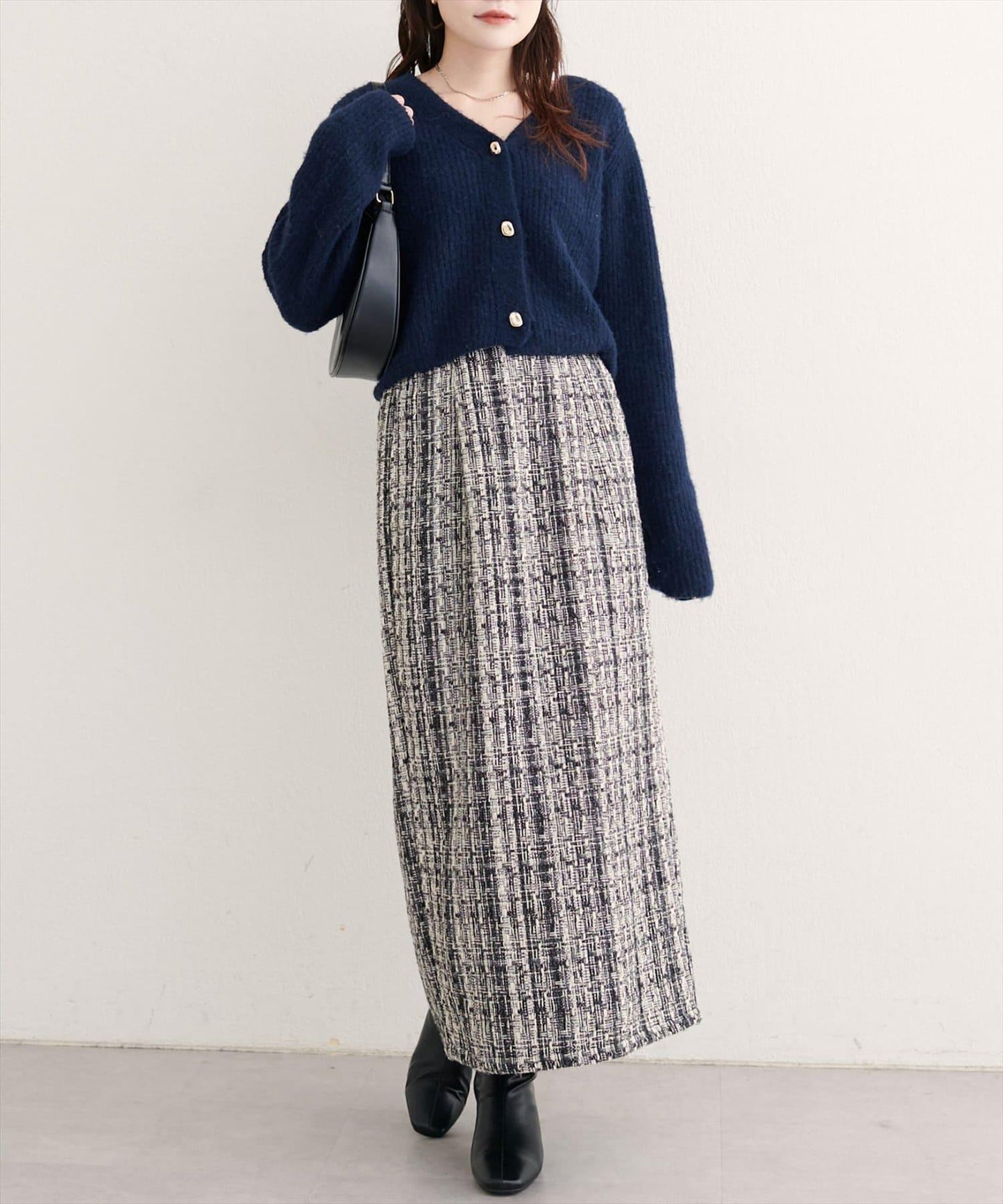 混紡高腰修身半身裙