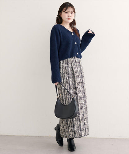 混紡高腰修身半身裙