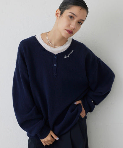 【THE PAUSE】亨利領刺繡套頭衫
