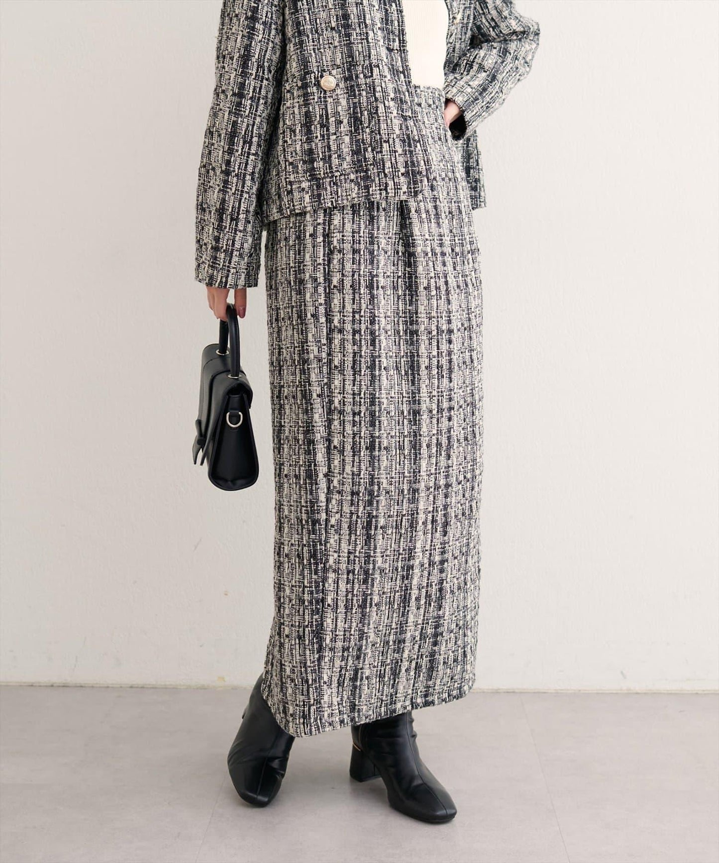 混紡高腰修身半身裙