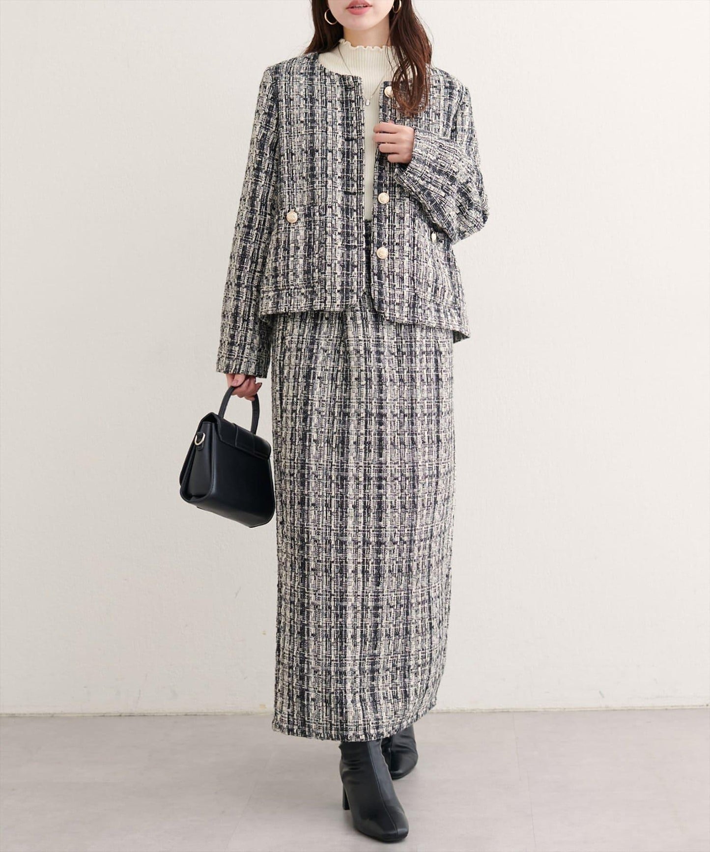 混紡高腰修身半身裙