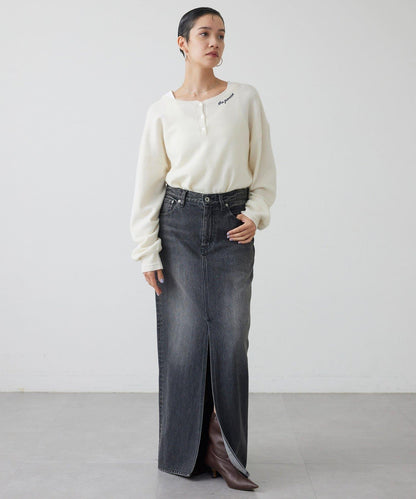 【THE PAUSE】亨利領刺繡套頭衫