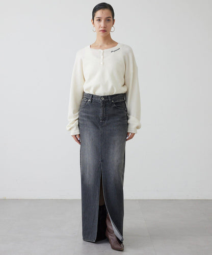 【THE PAUSE】亨利領刺繡套頭衫