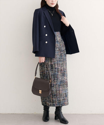 混紡高腰修身半身裙