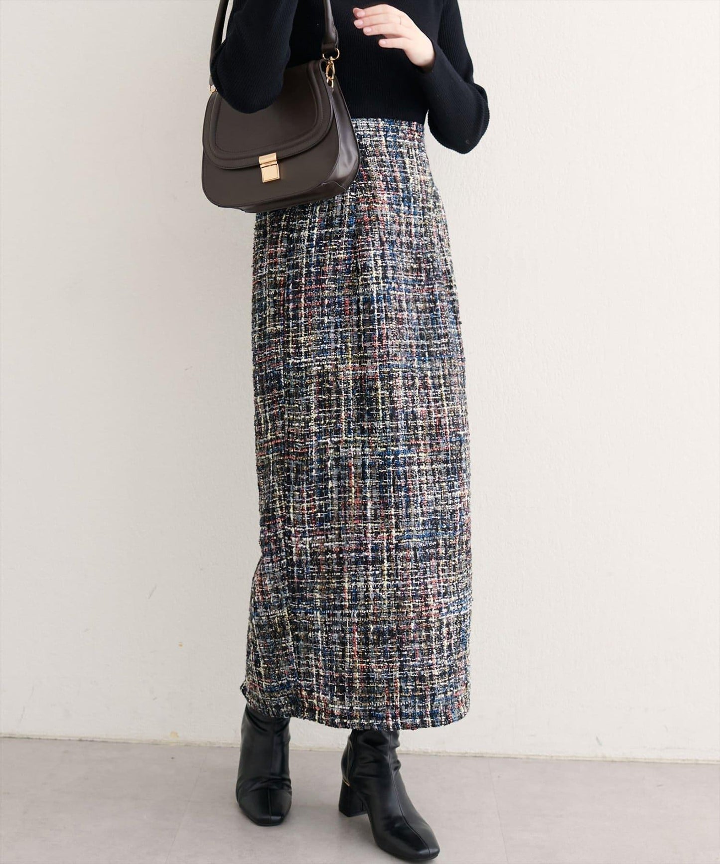 混紡高腰修身半身裙