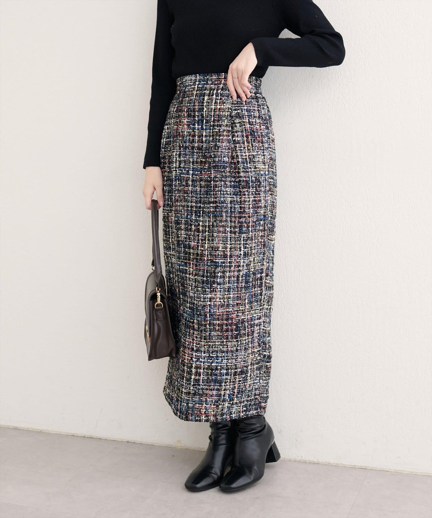 混紡高腰修身半身裙