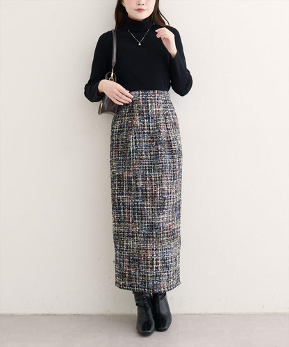 混紡高腰修身半身裙