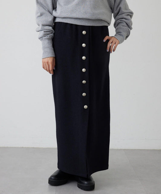 【THE PAUSE】羊毛針織紐扣半身裙