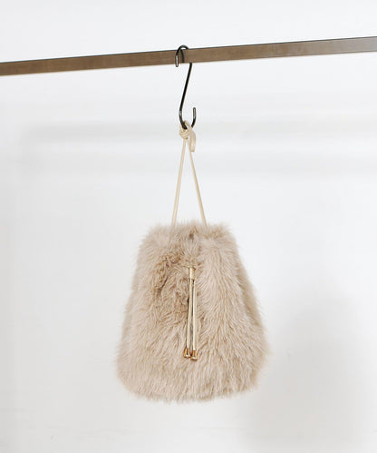 【THE PAUSE】仿皮草抽繩揹包