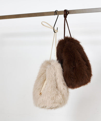 【THE PAUSE】仿皮草抽繩揹包