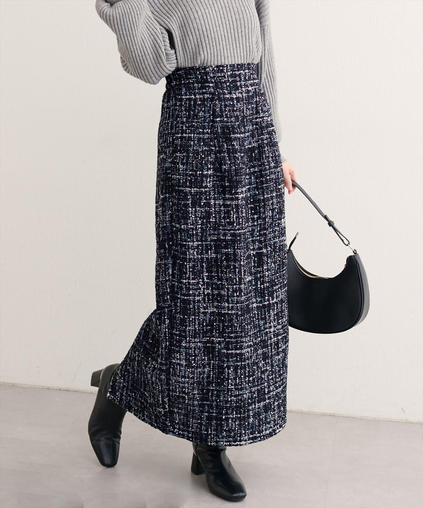 混紡高腰修身半身裙