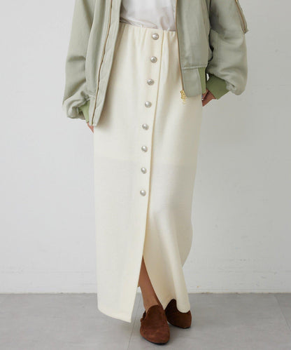 【THE PAUSE】羊毛針織紐扣半身裙