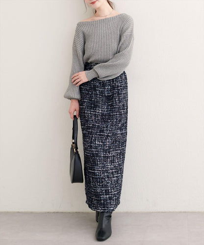 混紡高腰修身半身裙