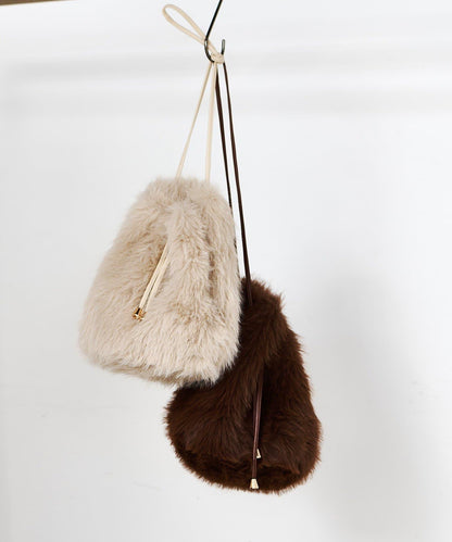 【THE PAUSE】仿皮草抽繩揹包