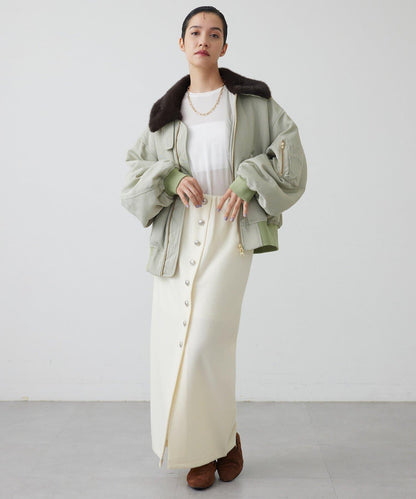 【THE PAUSE】羊毛針織紐扣半身裙