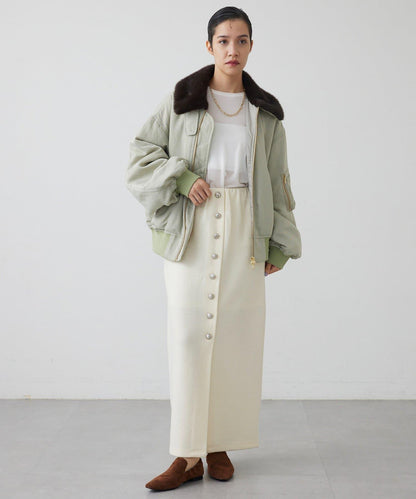 【THE PAUSE】羊毛針織紐扣半身裙