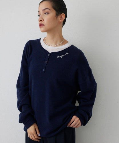 【THE PAUSE】亨利領刺繡套頭衫