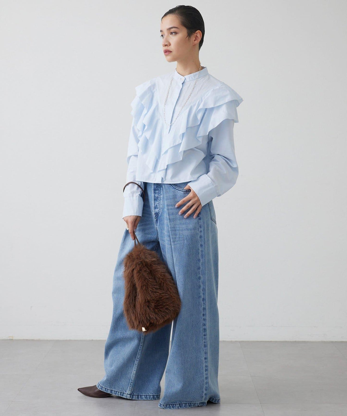 【THE PAUSE】仿皮草抽繩揹包