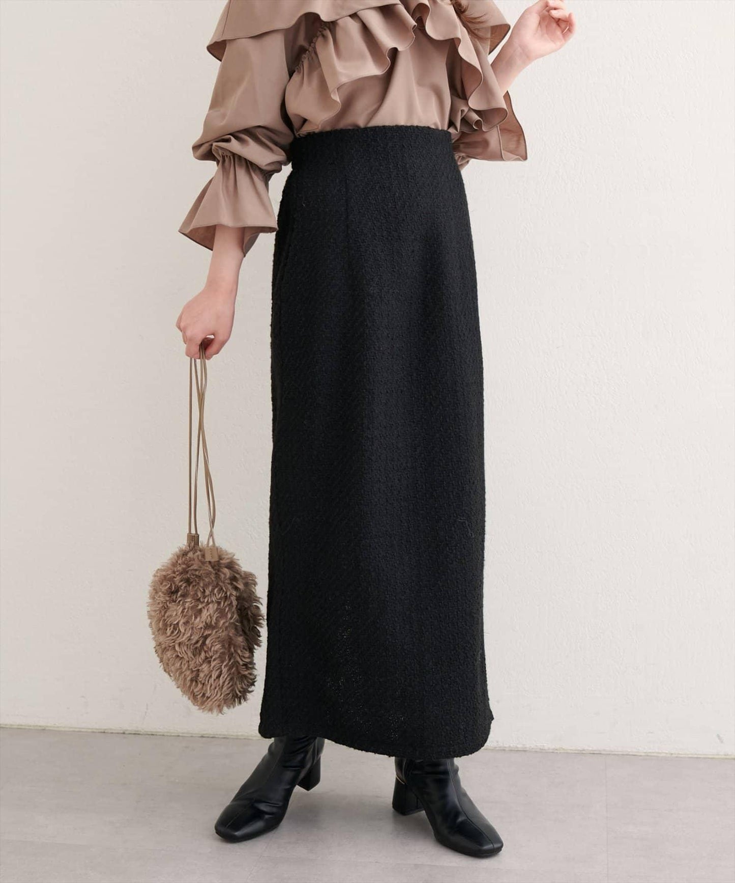 混紡高腰修身半身裙