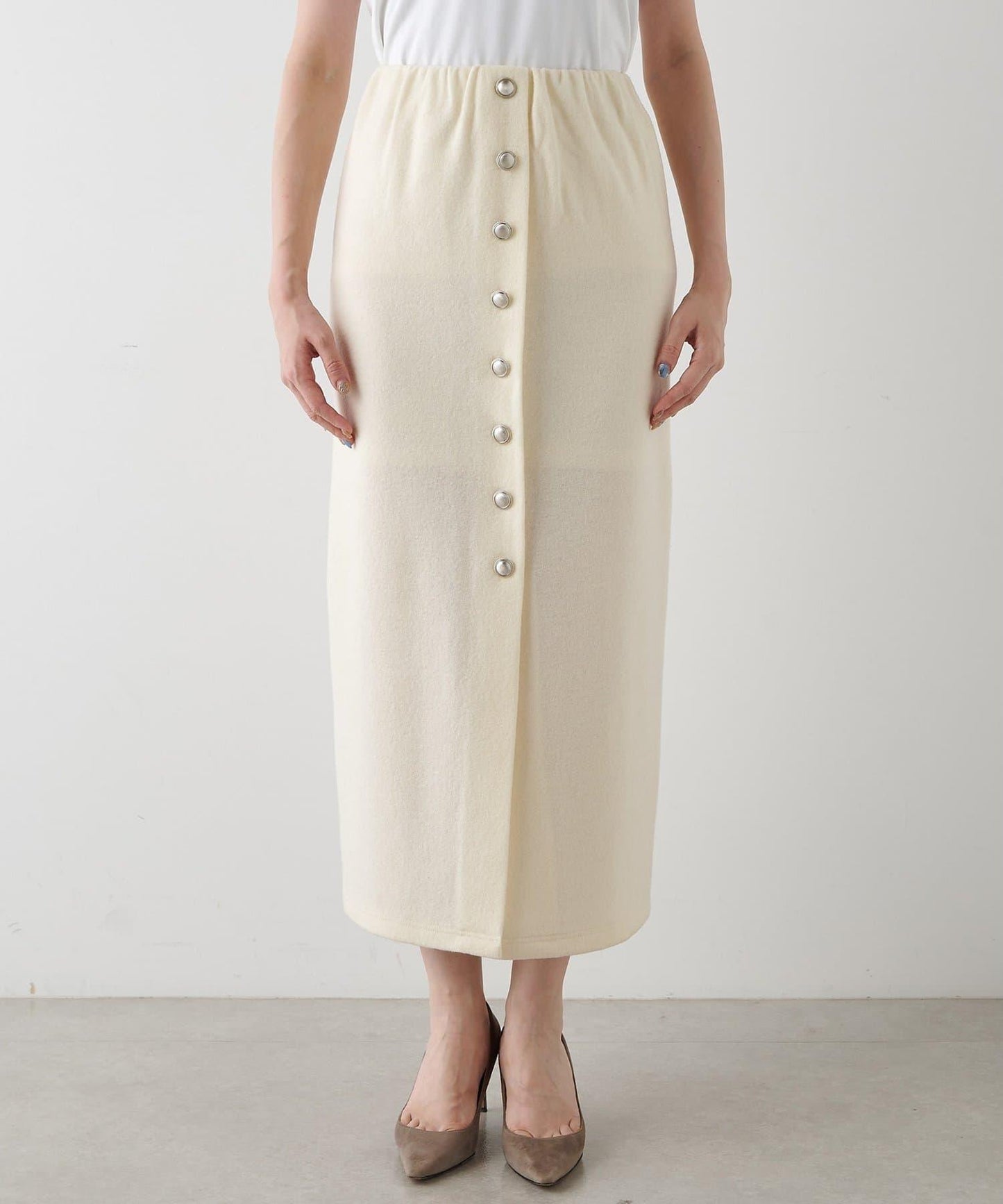 【THE PAUSE】羊毛針織紐扣半身裙