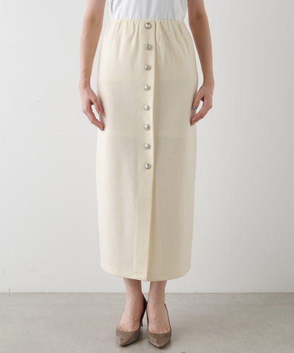 【THE PAUSE】羊毛針織紐扣半身裙