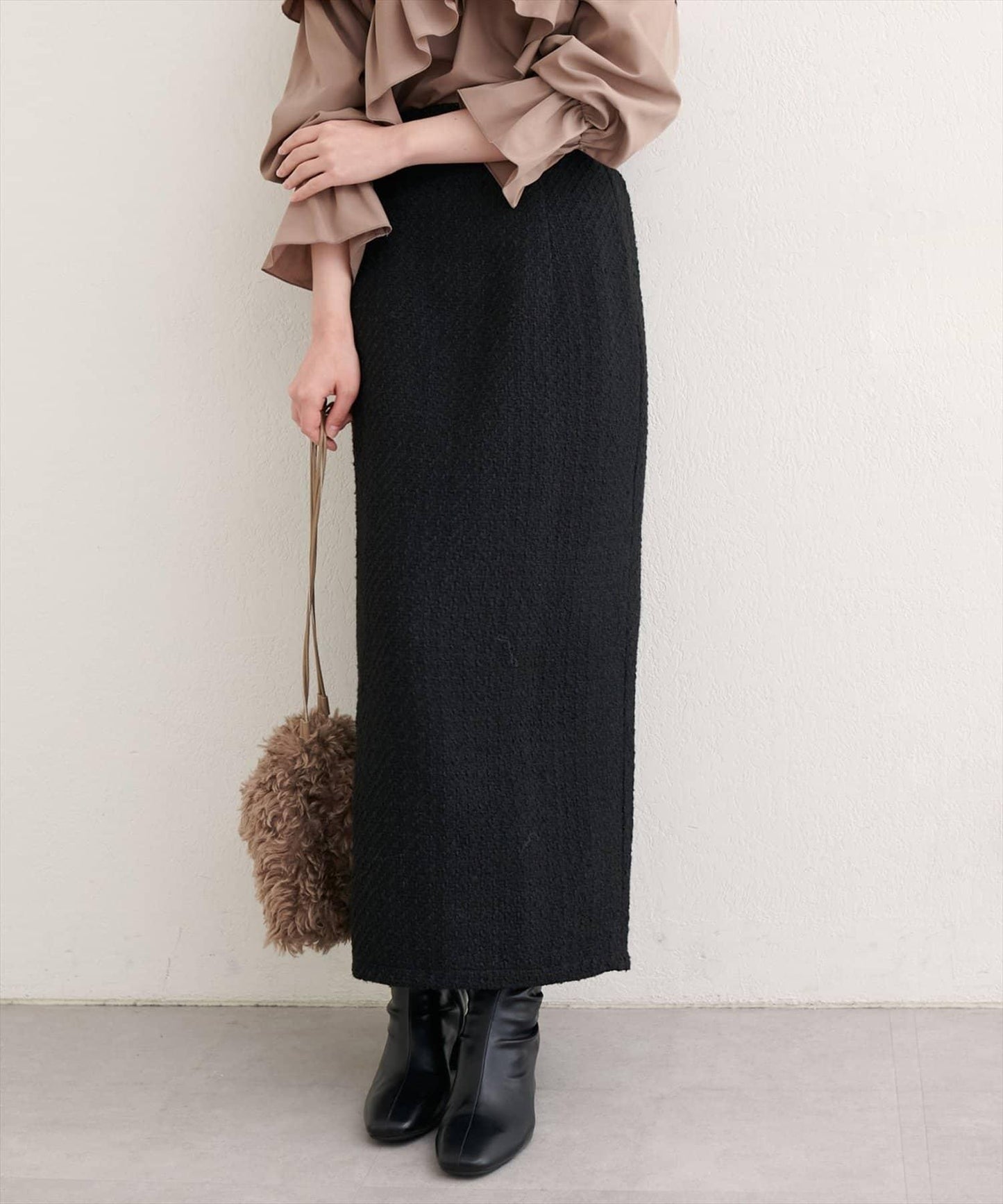 混紡高腰修身半身裙