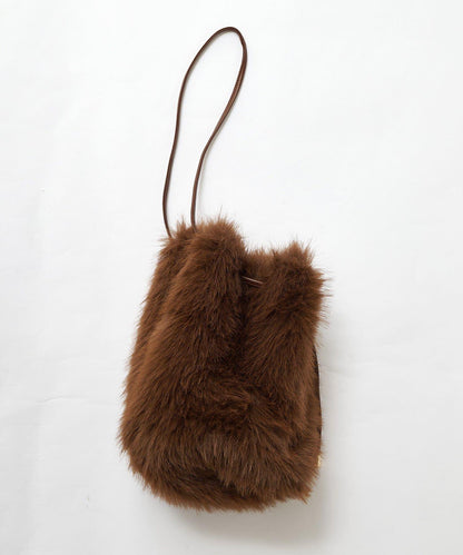 【THE PAUSE】仿皮草抽繩揹包