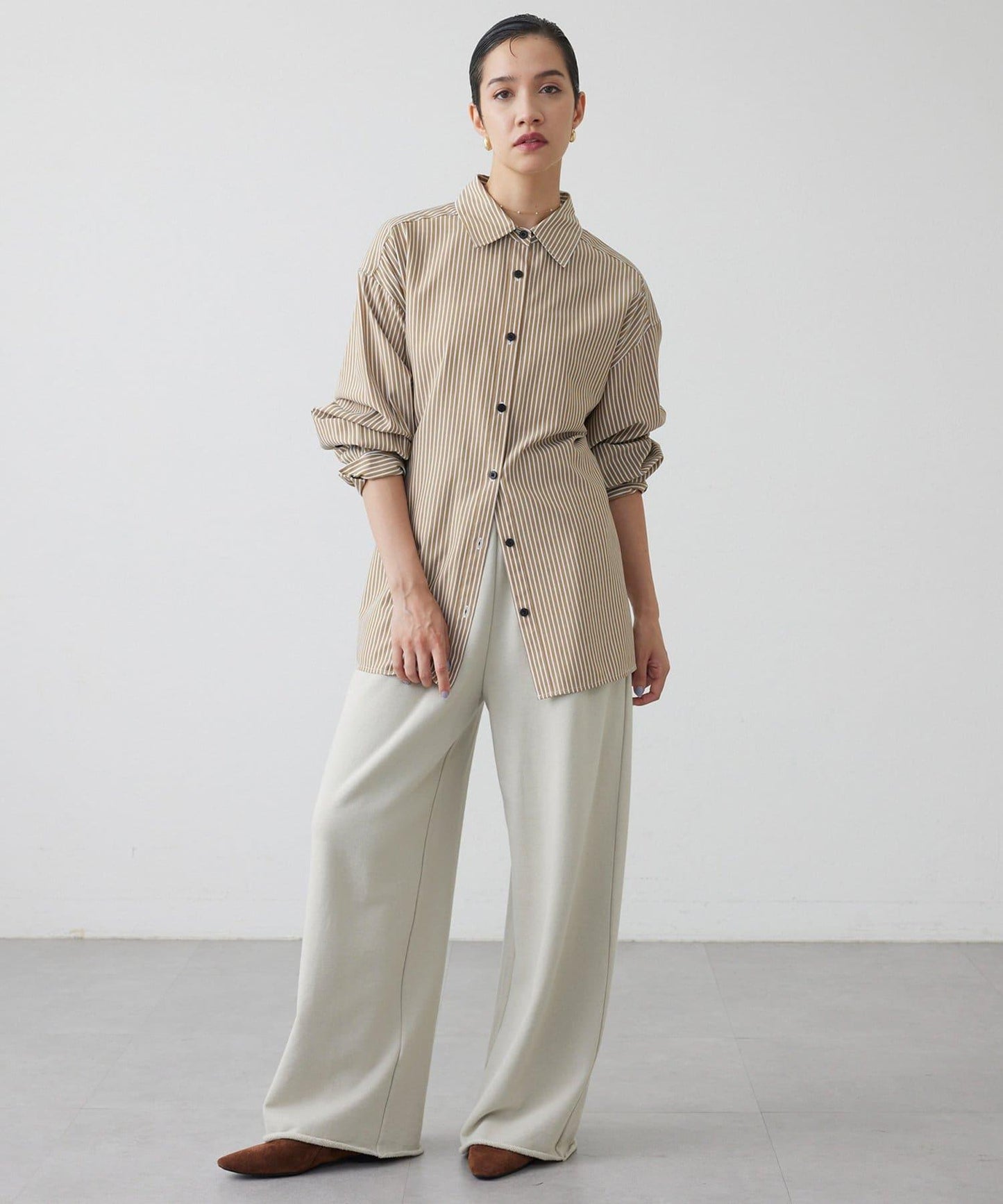 【THE PAUSE】條紋修身襯衫