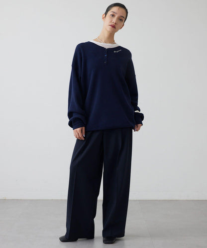 【THE PAUSE】亨利領刺繡套頭衫