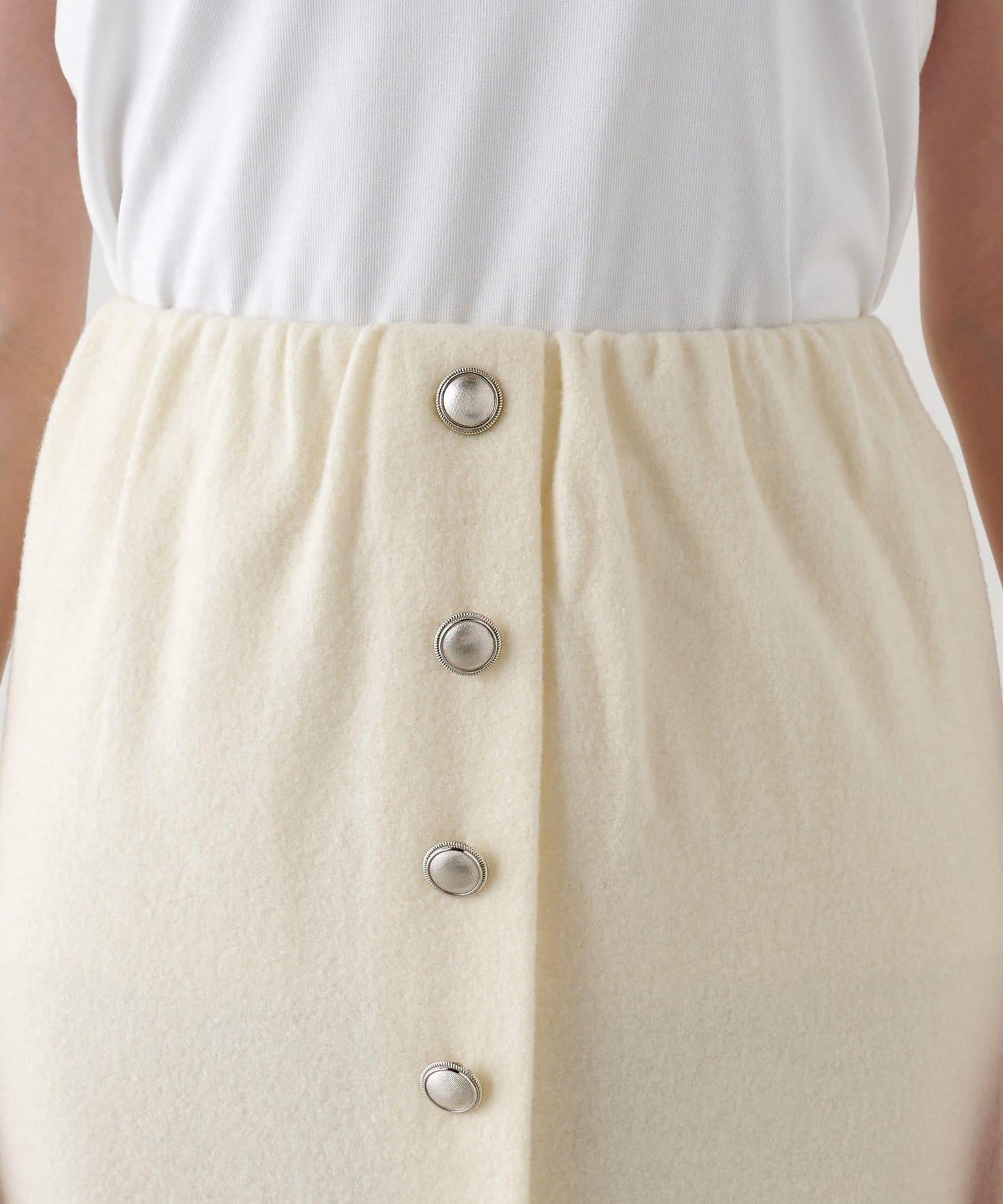 【THE PAUSE】羊毛針織紐扣半身裙