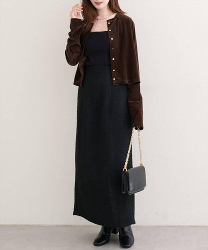 混紡高腰修身半身裙